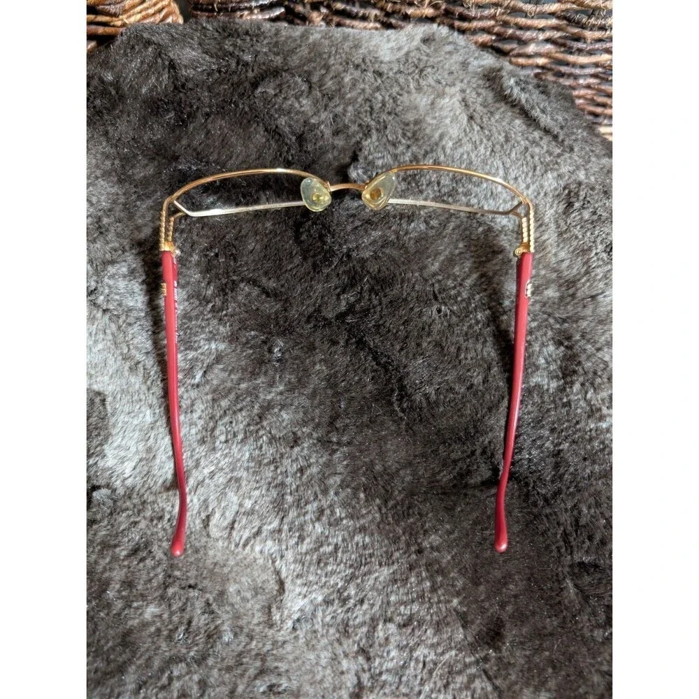 Vintage Christian Dior Eyeglasses Frames Red Butterfly Gold Logo Retro Glasses